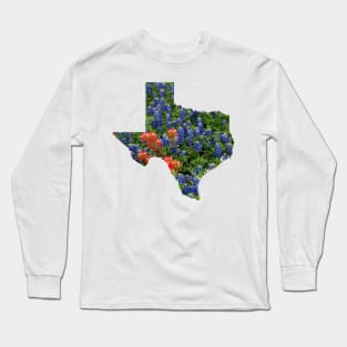 Red and Bluebonnets Blooming in Hillcountry fields in the state of Texas Long Sleeve T-Shirt